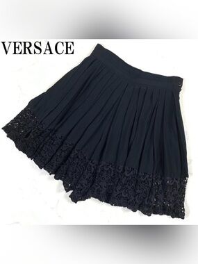 Vintage Versus Gianni Versace Pleated Mini Skort w/ Lace Trim, Authentic